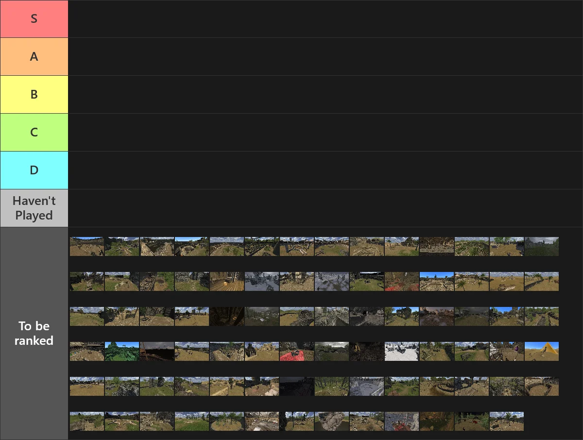 All TG Maps Tierlist: Tier List with 6 tiers, S